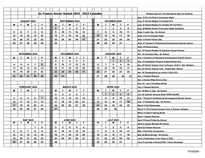 Saint Francis Academic Calendar 2025 Avrit Carlene